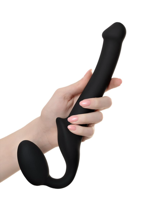 Черный безремневой страпон Silicone Bendable Strap-On - size S - 3