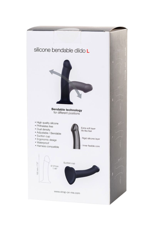 Черный фаллос на присоске Silicone Bendable Dildo L - 19 см. - 12