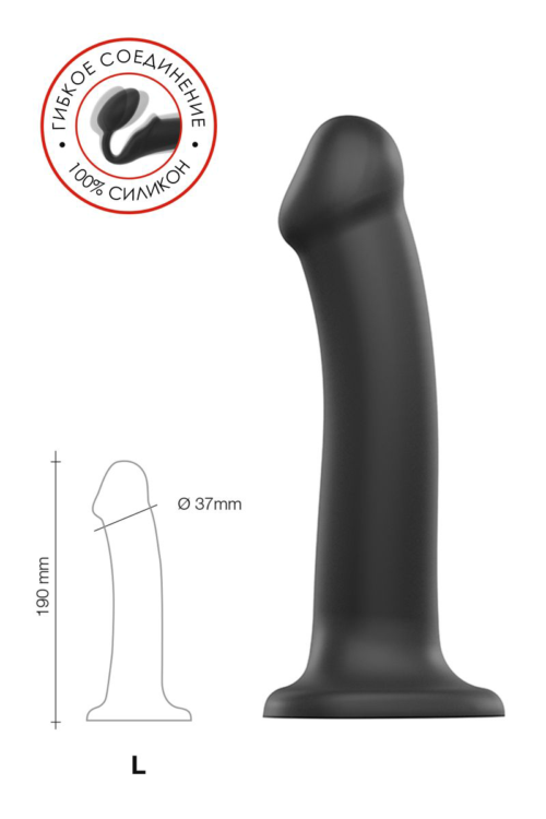 Черный фаллос на присоске Silicone Bendable Dildo L - 19 см. - 7