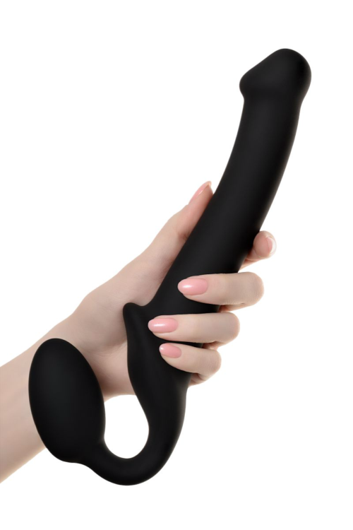 Черный безремневой страпон Silicone Bendable Strap-On - size M - 8