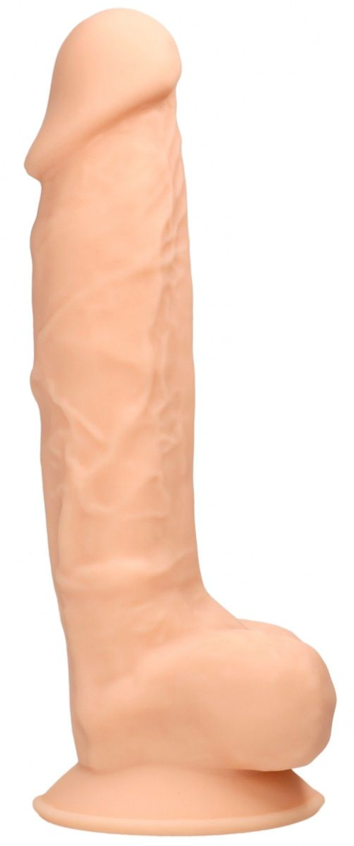 Телесный фаллоимитатор Silicone Dildo With Balls - 22,8 см. - 1