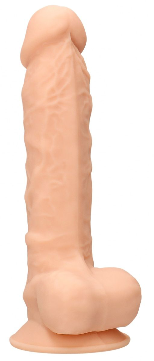 Телесный фаллоимитатор Silicone Dildo With Balls - 22,8 см. - 0