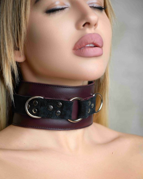 Бордовый ошейник Maroon Collar On The Strap - 2