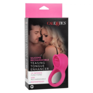 Ярко-розовое эрекционное кольцо Silicone Rechargeable Teasing Tongue Enhancer - 1