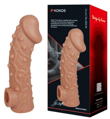 Насадка на фаллос с отверстием для мошонки Cock Sleeve 002 Size L - 17,6 см. - 2