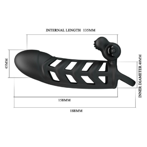 Черная насадка на пенис с вибропулей Penis Sleeve II - 18,8 см. - 3