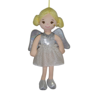 Кукла мягконабивная Ангел с крыльями, в серебрянном платье, 30 см