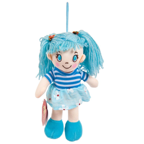Кукла мягконабивная в голубом платье, 20 см - 0