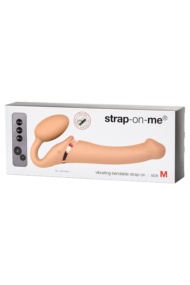 Телесный безремневой вибрострапон Silicone Bendable Strap-On - size M - 8