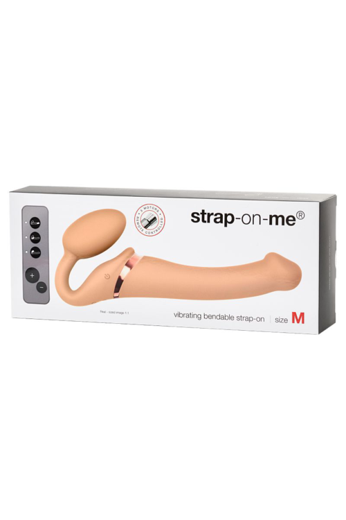 Телесный безремневой вибрострапон Silicone Bendable Strap-On - size M - 8