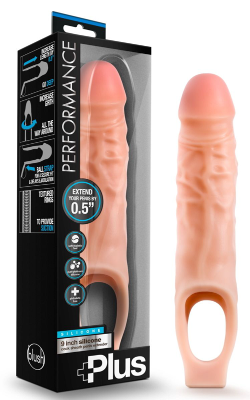 Телесный реалистичный фаллоудлинитель 9 Inch Silicone Cock Sheath Penis Extender - 22,86 см. - 1