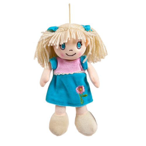 Кукла мягконабивная в голубом платье, 20 см - M6038 - 0