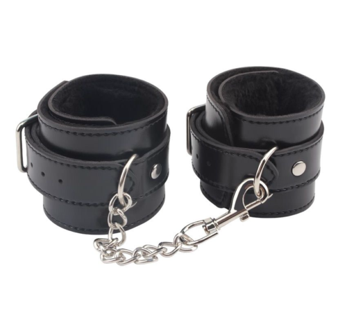 Черные оковы на ноги Obey Me Leather Ankle Cuffs - 0