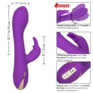 Фиолетовый вибратор-кролик с нагревом Jack Rabbit Signature Heated Silicone Rotating - 21,5 см. - 3