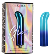 Голубой изогнутый мини-вибромассажер Glam G Vibe - 12 см. - 1