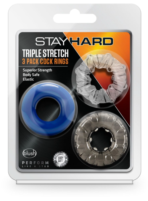 Набор из 3 эрекционных колец Triple Stretch 3 Pack Cock Rings - 1