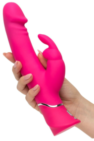 Розовый вибратор-кролик Realistic Dual Density Rechargeable Rabbit Vibrator - 25,5 см. - 3