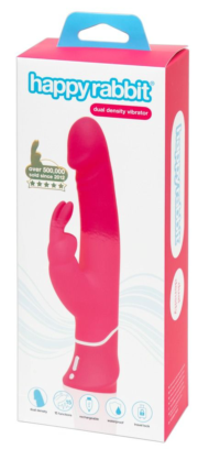 Розовый вибратор-кролик Realistic Dual Density Rechargeable Rabbit Vibrator - 25,5 см. - 5