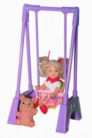 Кукла Кики на качелях с мишкой - 1