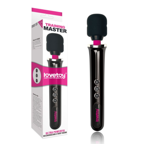 Черный вибростимулятор Training Master Ultra Powerful Rechargeable Body Wand - 30,5 см. - 1