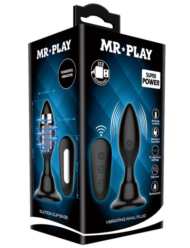 Черная анальная вибропробка с пультом Mr.Play - 10,8 см. - 3