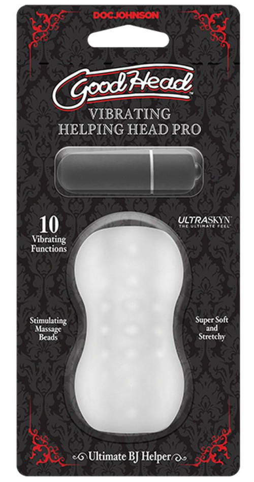 Прозрачный мастурбатор с вибропулей GoodHead Vibrating Helping Head Pro - 1