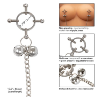 Металлические зажимы для сосков на цепочке Nipple Grips 4-Point Nipple Press with Bells - 2