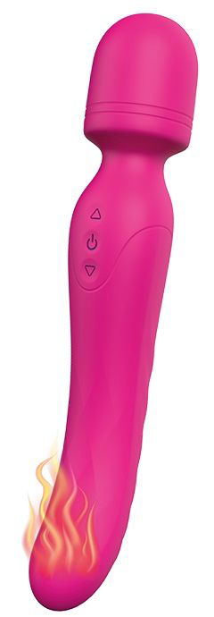 Ярко-розовый жезловый вибратор Heating Bodywand с нагревом - 23,2 см. - 1