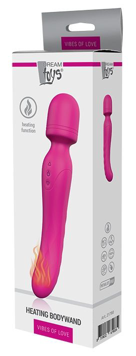 Ярко-розовый жезловый вибратор Heating Bodywand с нагревом - 23,2 см. - 3