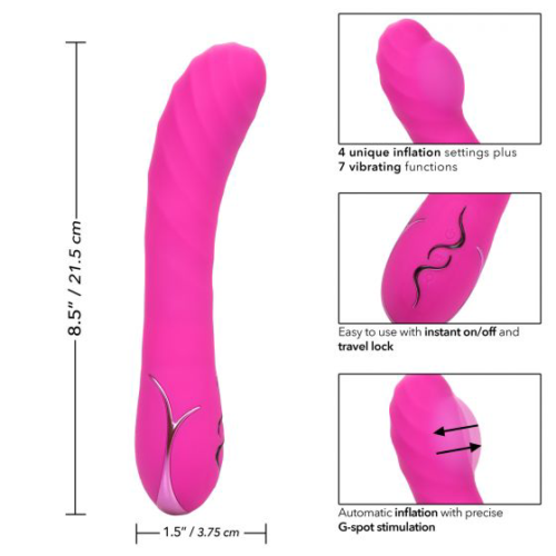 Розовый вибромассажер Insatiable G Inflatable G-Wand с функцией расширения - 21,5 см. - 3