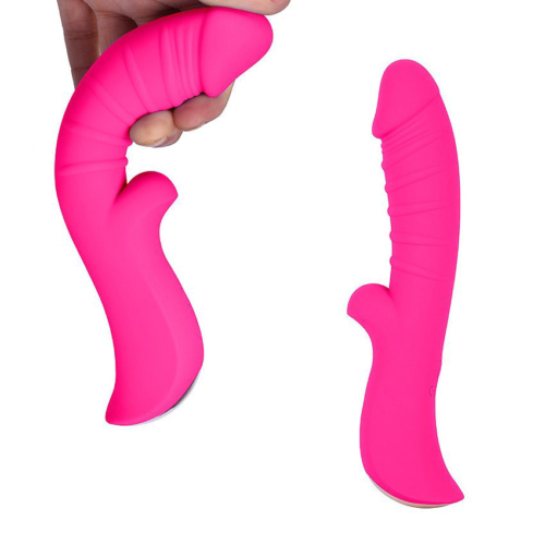 Ярко-розовый вибромассажер 5 Silicone Wild Passion - 19,1 см. - 4