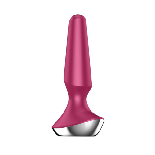 Малиновая анальная пробка с вибрацией Satisfyer Plug-ilicious 2 - 14 см. - 2