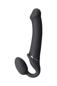 Черный безремневой вибрострапон Vibrating Bendable Strap-On - size L - 2