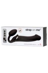 Черный безремневой вибрострапон Vibrating Bendable Strap-On - size L - 8