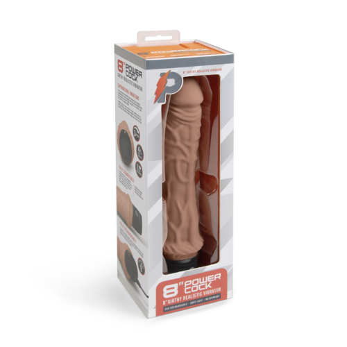 Кофейный вибратор-реалистик 8 Girthy Realistic Vibrator - 24,5 см. - 3