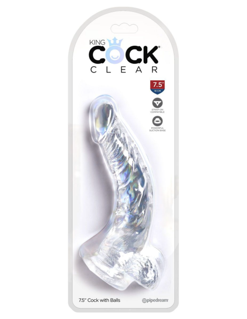 Прозрачный фаллоимитатор 7.5 Cock with Balls - 21,6 см. - 3