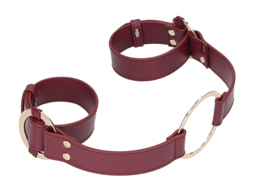 Бордовая фиксация на руки Handcuff With Connector - 2