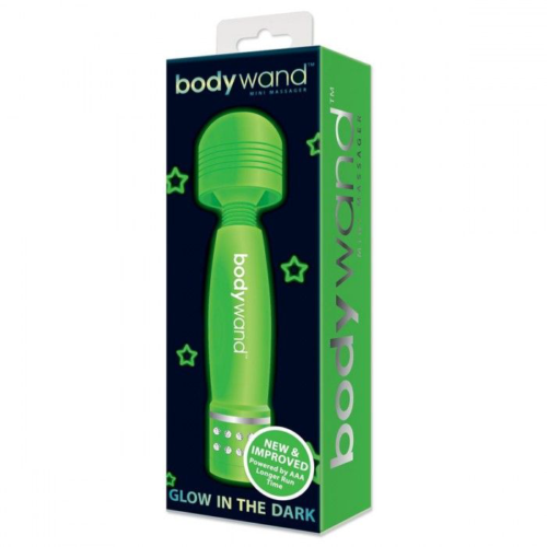 Светящийся в темноте жезловый мини-вибратор с кристаллами Mini Massager Glow In The Dark - 2