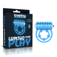 Голубое, светящееся в темноте виброкольцо Lumino Play Vibrating Penis Ring - 0