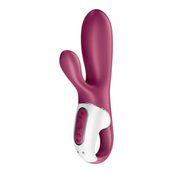 Малиновый вибратор-кролик Hot Bunny с функцией нагрева - 17,5 см.