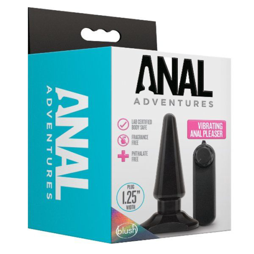 Черная анальная пробка с вибрацией Basic Vibrating Anal Pleaser - 10,2 см. - 1