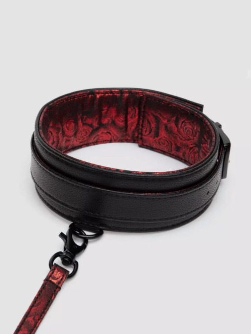 Стильный ошейник с поводком Reversible Faux Leather Collar and Lead - 1