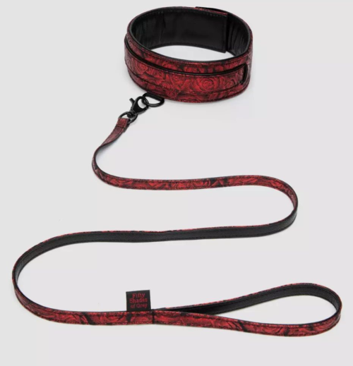 Стильный ошейник с поводком Reversible Faux Leather Collar and Lead - 0