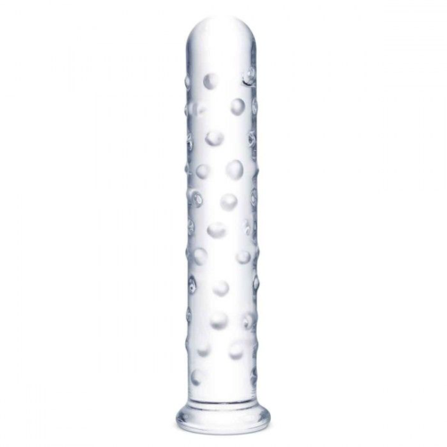 Прозрачный стеклянный фаллос с массажным рельефом 10 Extra Large Glass Dildo - 25,5 см. - 5