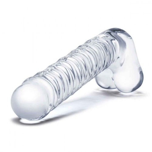 Прозрачный фаллоимитатор 8 Realistic Ribbed Glass Dildo - 20,3 см. - 2