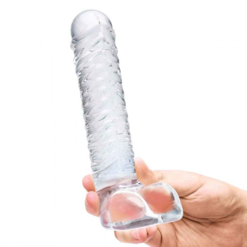 Прозрачный фаллоимитатор 8 Realistic Ribbed Glass Dildo - 20,3 см. - 3