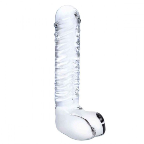 Прозрачный фаллоимитатор 8 Realistic Ribbed Glass Dildo - 20,3 см. - 0