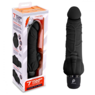 Черный вибратор-реалистик с клиторальными лепестками 7 Realistic Vibrator - 21,5 см. - 0