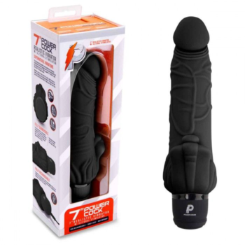 Черный вибратор-реалистик с клиторальными лепестками 7 Realistic Vibrator - 21,5 см.