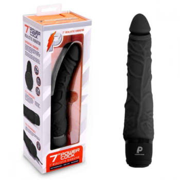 Черный вибратор-реалистик 7 Realistic Vibrator - 20 см.